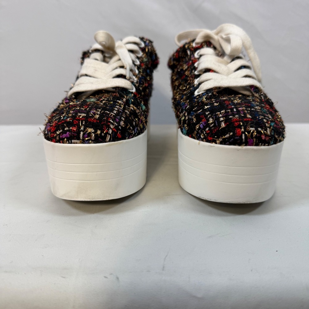 Betsey Johnson Platform Sneakers Tweed Leopard Trim Chunky Platform Sole Size 7M - Picture 4 of 9